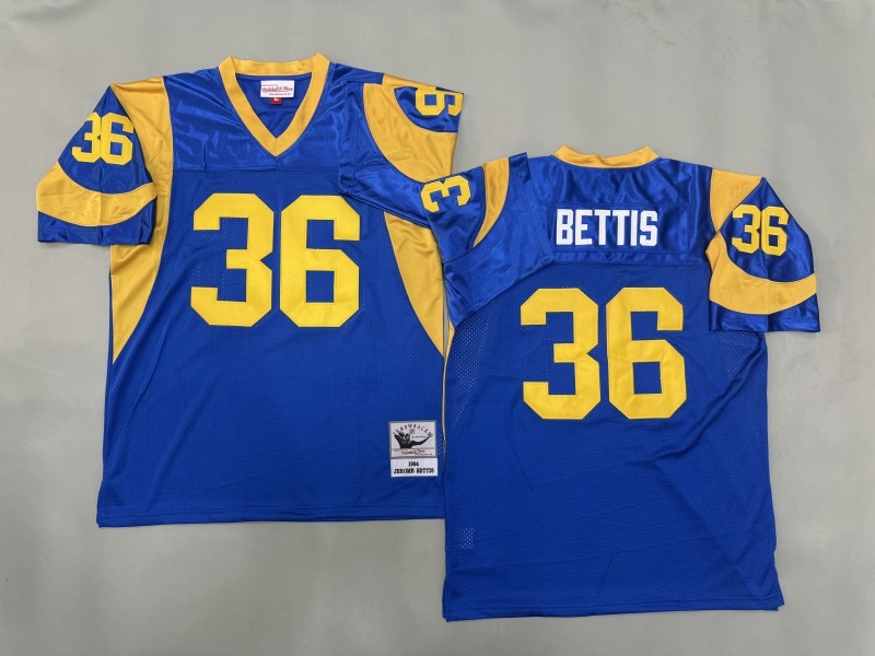Men 2025 Los Angeles Rams #36 Bettis blue Throwback Limited NFL Jersey style 001